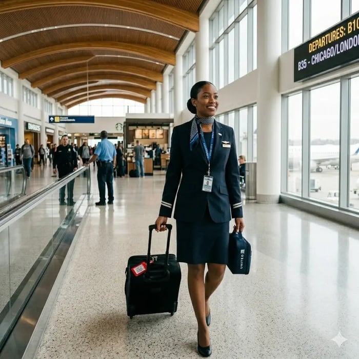 Attendant Walking Through Airport
