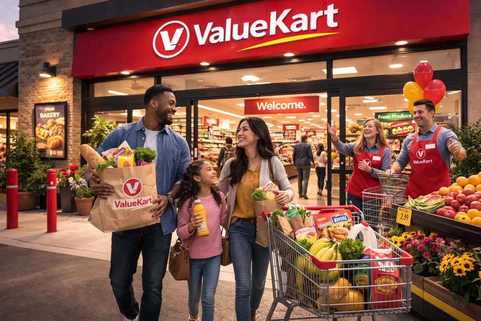 Family leaving the store. Family leaving the store.