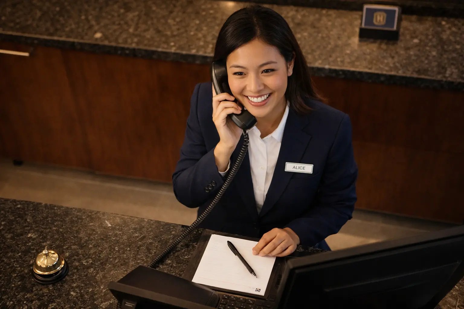 Hotel receptionist Alice at the desk Hotel receptionist Alice at the desk