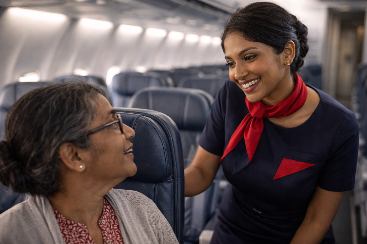 Flight Attendant w Passenger Flight Attendant w Passenger