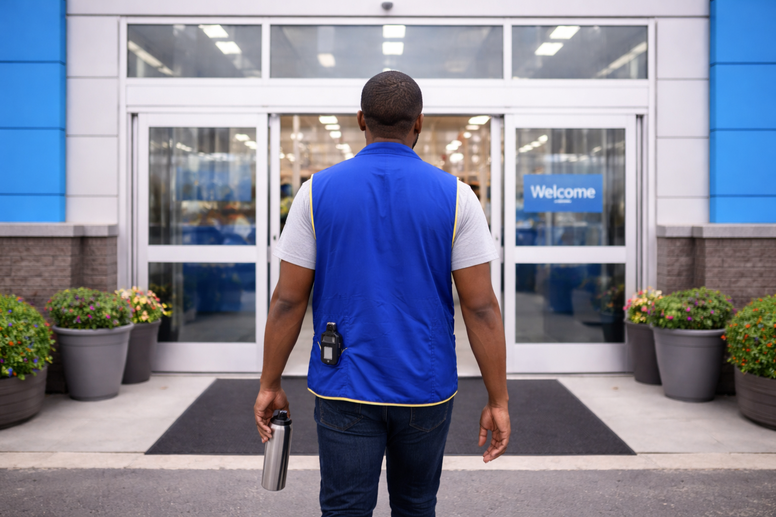 walmart like dude walking in